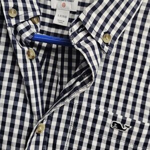 Vineyard Vines Men's Black and White Checkered Shirt
